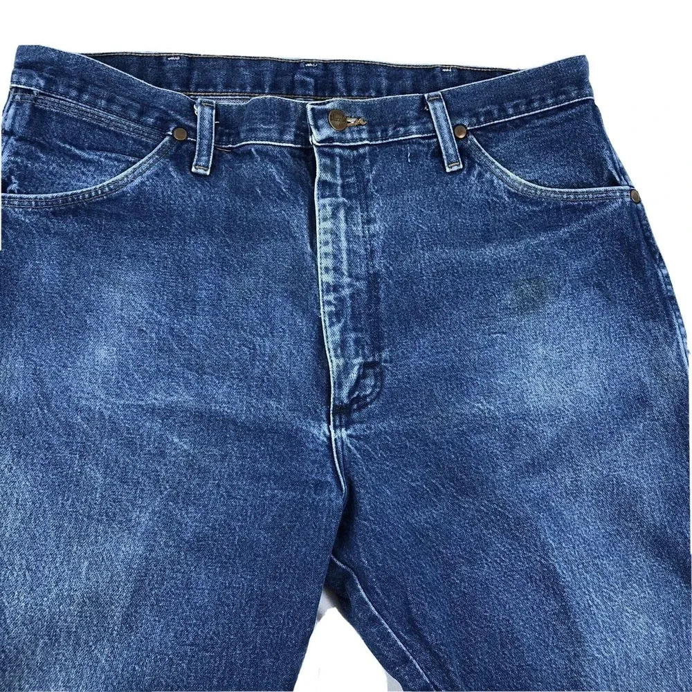 Wrangler 13MWZ Men's‎ Straight Leg Denim Blue Jeans Size 38x30 Cowboy Rodeo Cut